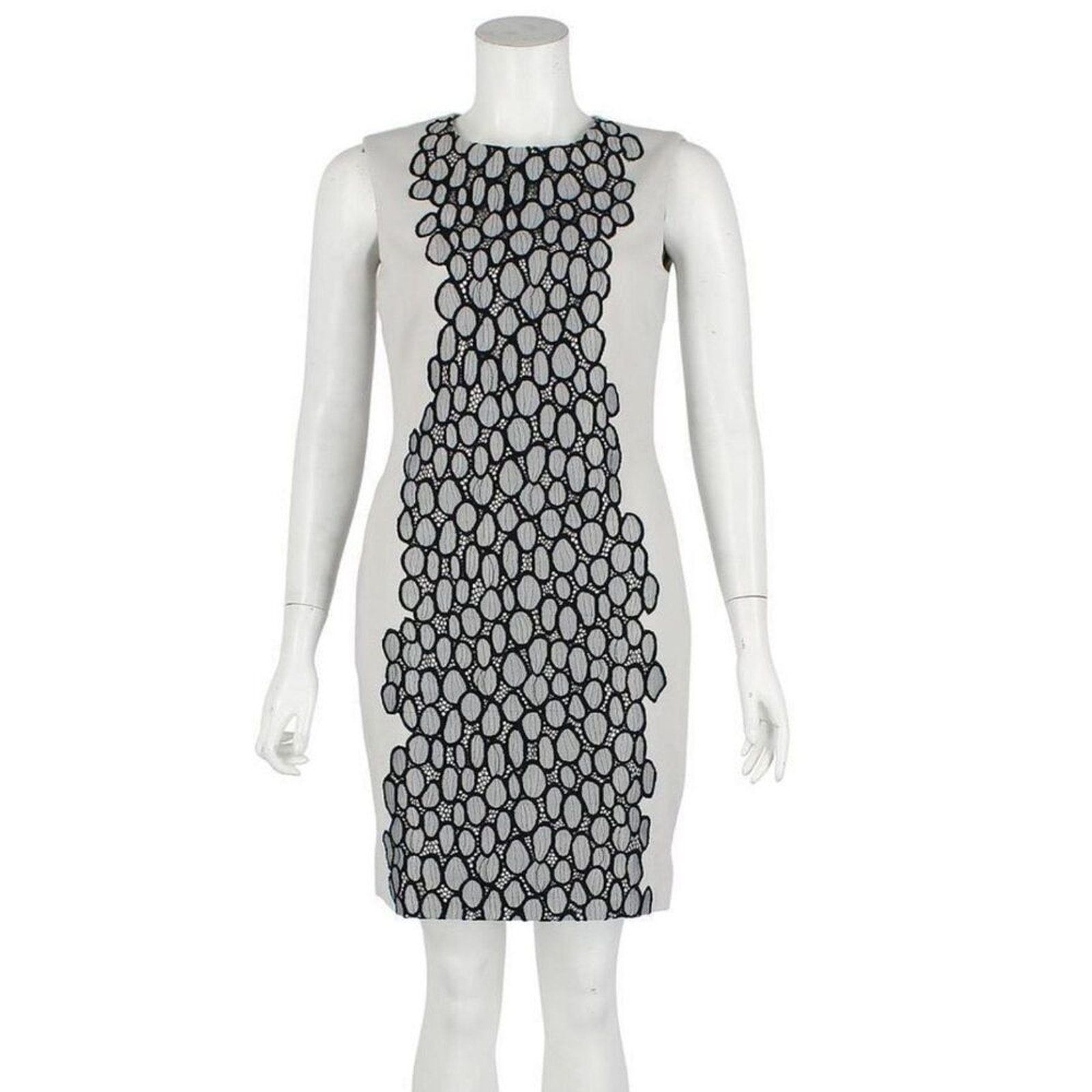 Diane Von Furstenberg Womens Taupe Black Sleeveless Tilda Sheath Dress Size 0